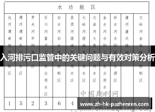 入河排污口监管中的关键问题与有效对策分析 入河排污口监管中的关键问题与有效对策分析